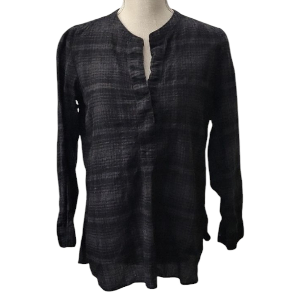 Theory Plaid Long Sleeve Blouse